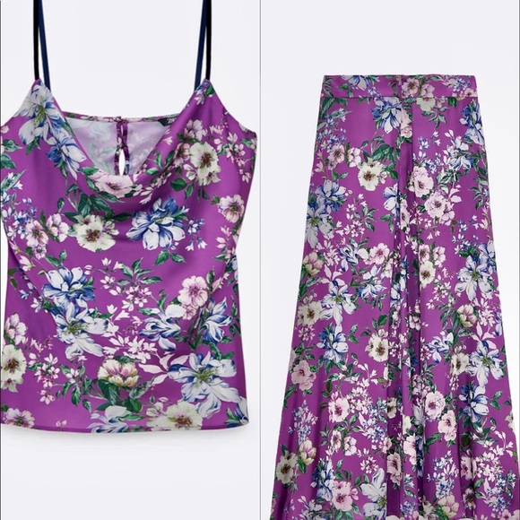 ZARA 2PC TOP & SATIN SKIRT SET - Picture 12 of 14